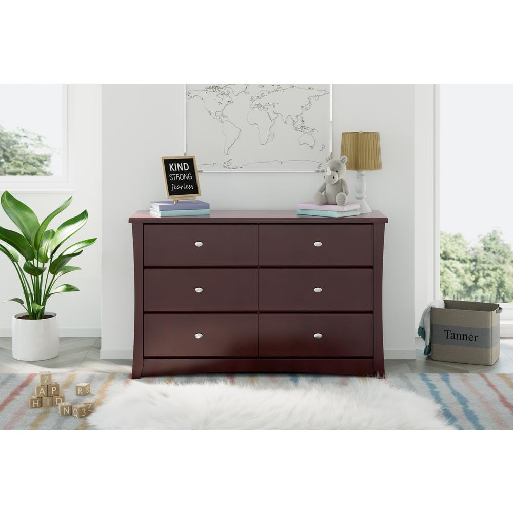 Espresso Crescent 6-Drawer Double Nursery Dresser, GREENGUARD Certified