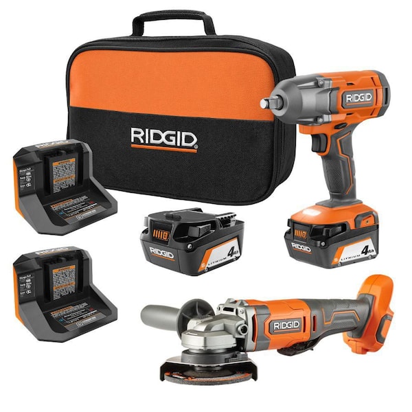 18V Cordless 1/2 in. Impact Wrench Kit with 4.0 Ah Battery 18V Cordless 4-1/2 in. Angle Grinder Kit with 4.0 Ah Battery