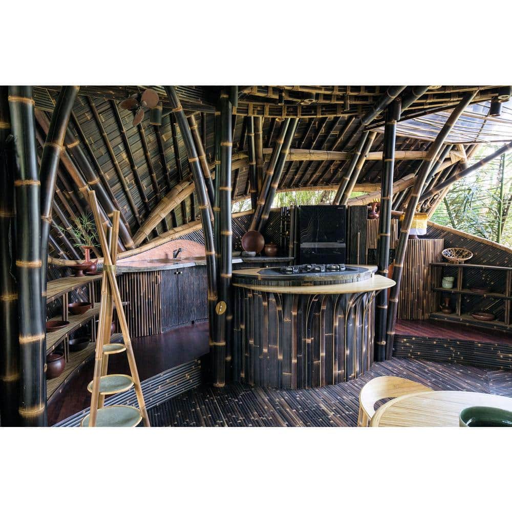 Giant Black and Brown Bamboo Poles for Heavy Construction