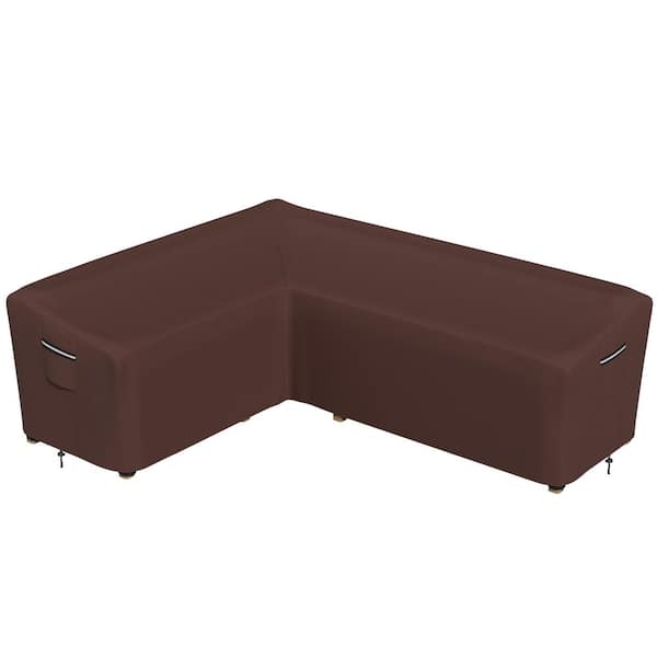 Gasadar Waterproof Brown Patio 104 in. L x 83 in. W L-Shaped Sectional Lounge Set Cover Outdoor Furniture Cover Left Facing