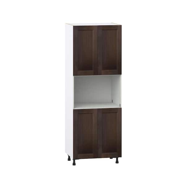 Georgetown 30 in. W x 24 in. D x 84.5 in. H Assembled Microwave Pantry Kitchen Cabinet in Chestnut