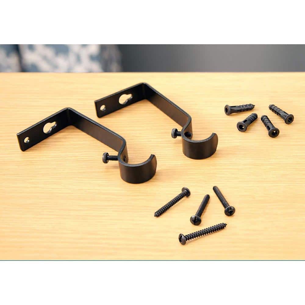Seville Matte Black Adjustable Curtain Rod with Square Finials