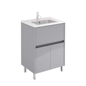 Band 24 in. W x 18 in. D x 34 in. H Bath Vanity in Gloss Galet with White Vanity Top with White Basin