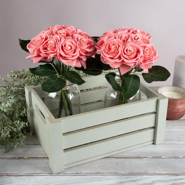 Pure Garden 11 .5- in. Coral Artificial Rose Flowers with Stems - 36Pc Real Touch Coral Faux Flower Set
