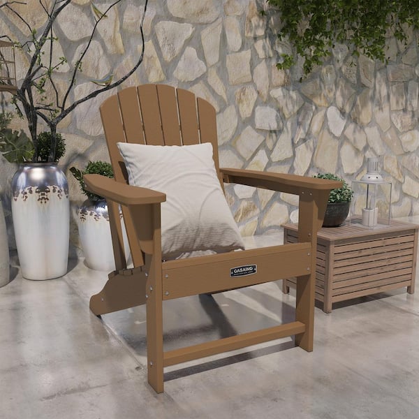 CASAINC Classic Brown Patio Plastic Adirondack Chair with Wide Back