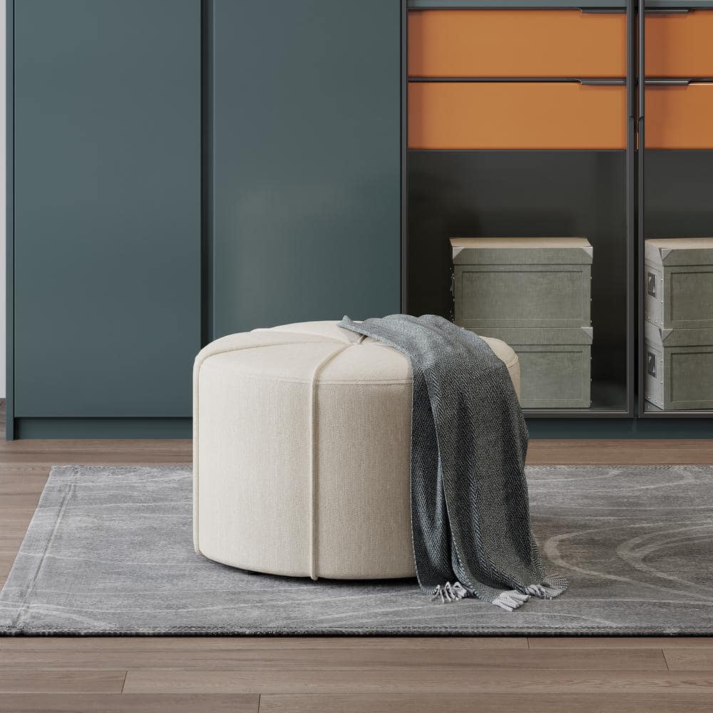Gowen Beige Round Ottoman