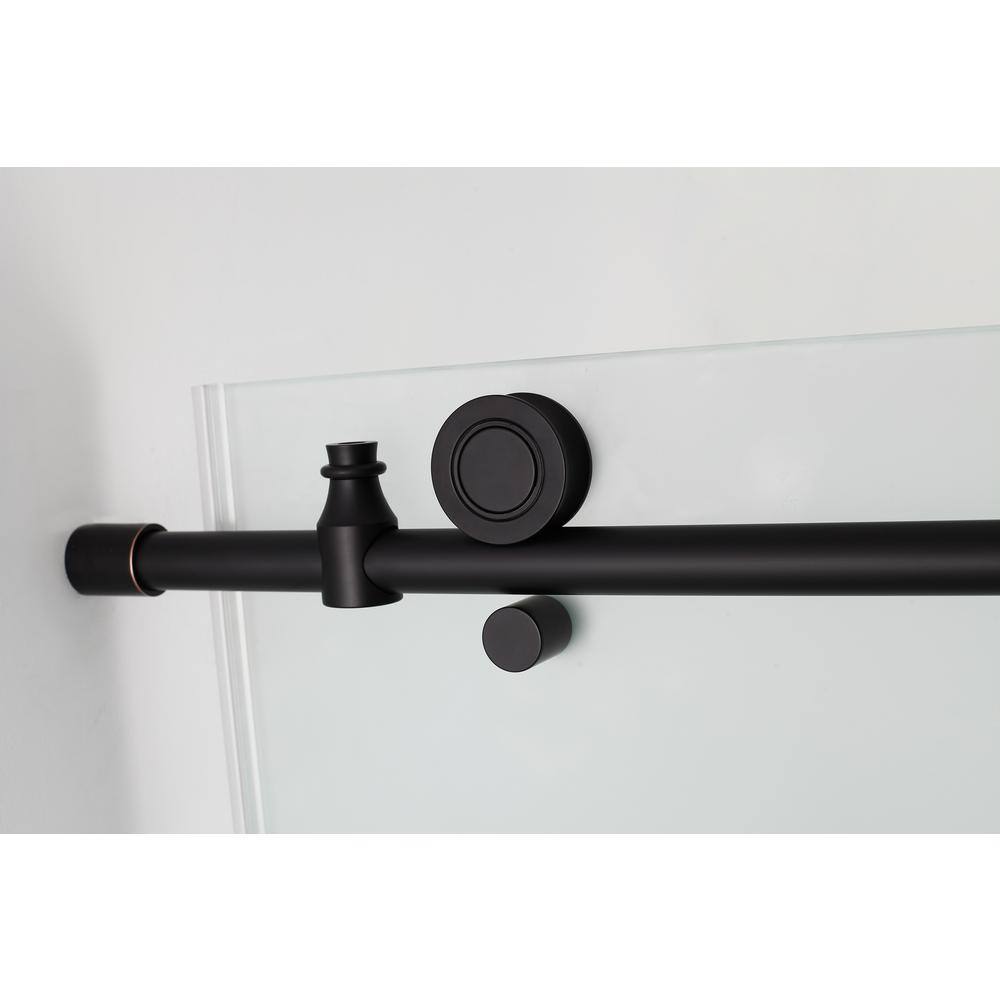 Coraline Matte Black Frameless Sliding Shower Door with Frosted Glass