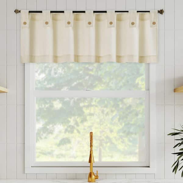 Boulder Kitchen Valance Cream Cotton Blend 54 in. W x 14 in. L Tab Top Light Filtering Curtain (Single Panel)