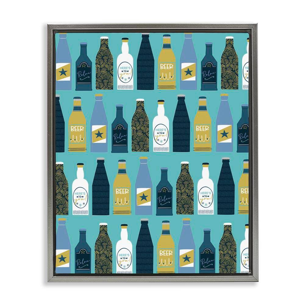 Arranged Beer Bottles by Angela Nickeas Gray Floater Frame Food Graphic Art Print 21 in. x 17 in. price history on PriceWatchPro