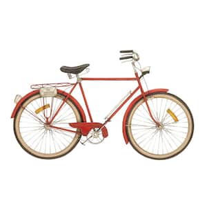 39 in. x  24 in. Metal Red Bike Wall Decor with Seat and Handles