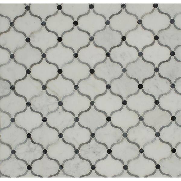 Ivy Hill Tile Steppe Eastern Carrera Polished Marble Waterjet Mosaic Floor and Wall Tile - 3 in. x 6 in. Tile Sample