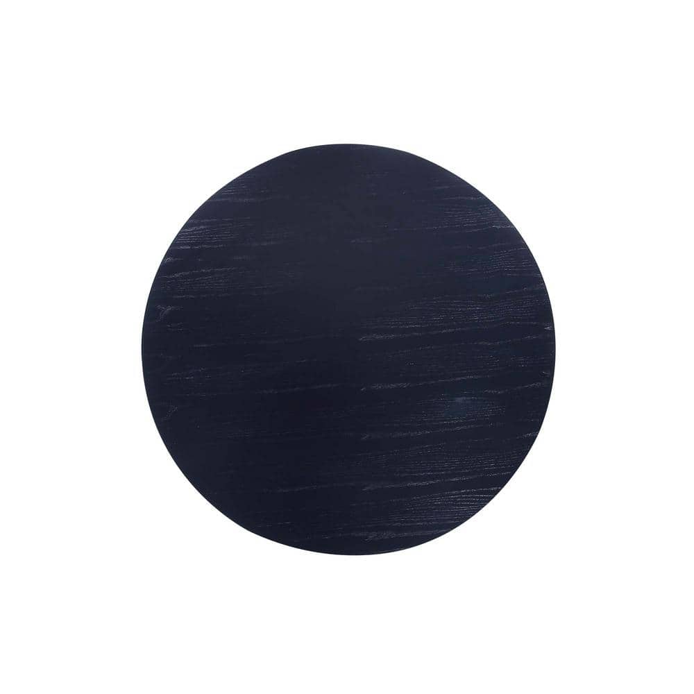 Black Ash Wood Round Dining Table with 4 Cane Chairs