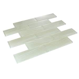 Ivory Beige 12 in. X 12 in. Glossy Glass Subway Mosaic Wall Tile