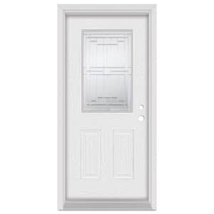 32 in. x 80 in. Architectural Left-Hand Zinc Finished Fiberglass Oak Woodgrain Prehung Front Door