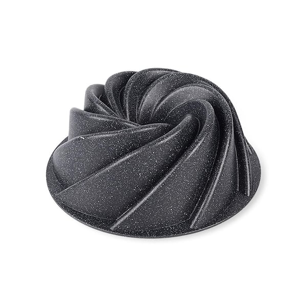 Baking Pan 2-Layer Nonstick Gray Marble Coating, Aluminum Fluted Marissa Cake Pan, Oven Safe 450°F.