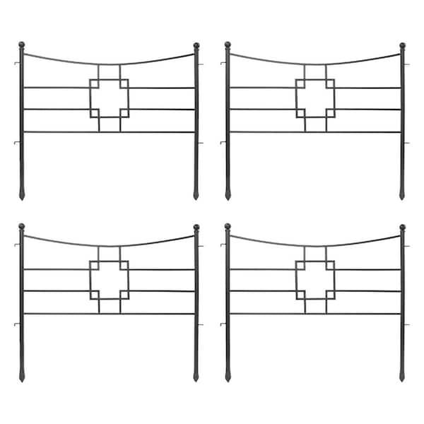 36 in.W x1.5in.L x 31.5in. H Graphite Wrought Iron Square Squares Fence Set of 4 Powder Coated Finish Yard Garden Accent