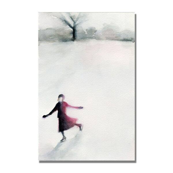 Trademark Fine Art 16 in. x 24 in. Girl Ice Skating Canvas Art-DISCONTINUED