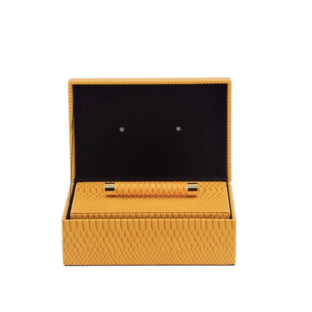 Yellow Faux Leather Croco Texture Lidded Box Set