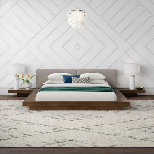 Modrest Tokyo Contemporary Brown Wood Frame King Platform Bed