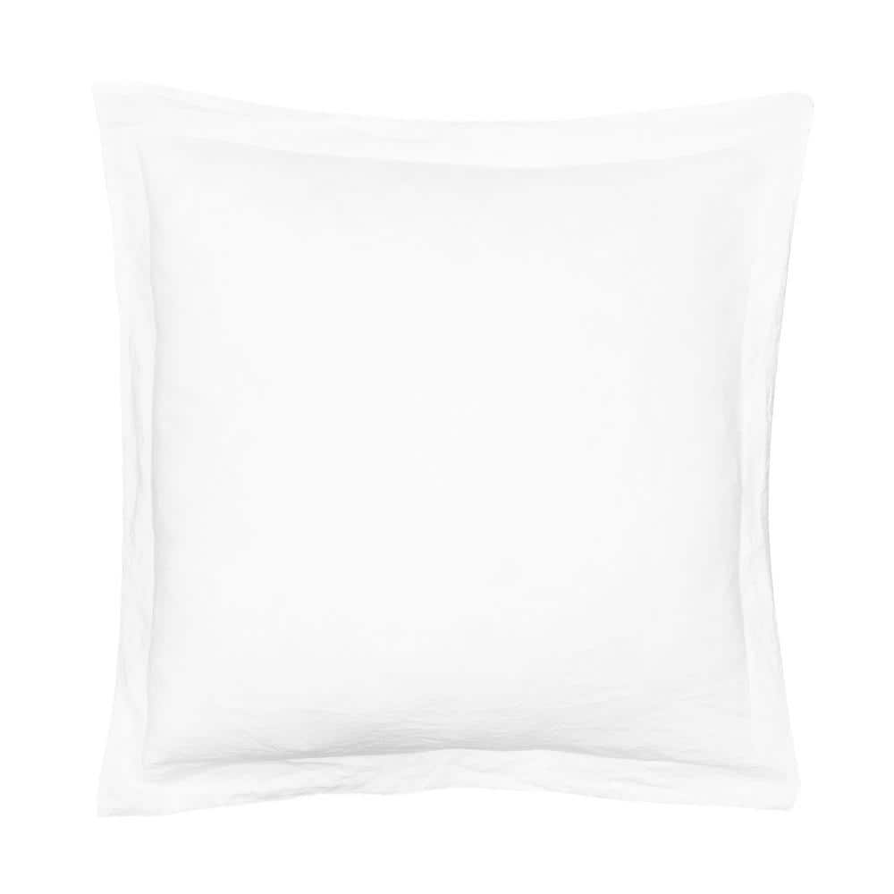 LEVTEX HOME Washed Linen White Flange 26 in. x 26 in. Euro Sham