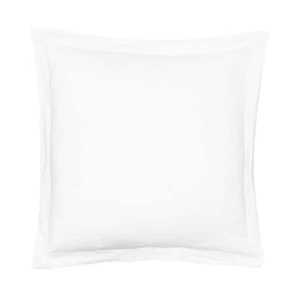 LEVTEX HOME Washed Linen White Flange 26 in. x 26 in. Euro Sham