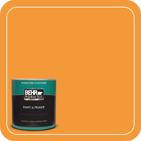 BEHR PREMIUM PLUS 1 qt. #280B-6 Amber Glow Semi-Gloss Enamel Exterior Paint & Primer