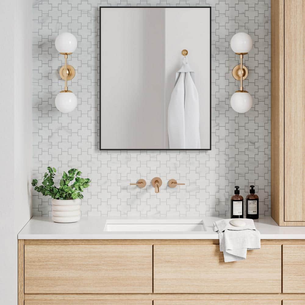 White Carrara Marble Cross Mosaic Wall and Floor Tile