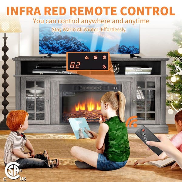 ToolCat 58.25 in. Freestanding Electric Fireplace TV Stand with 23