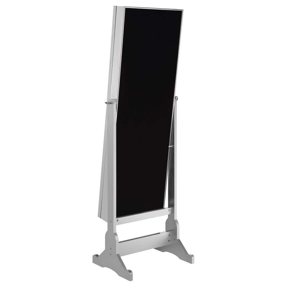 Contemporary Full-Length Freestanding Silver Wood Mirror