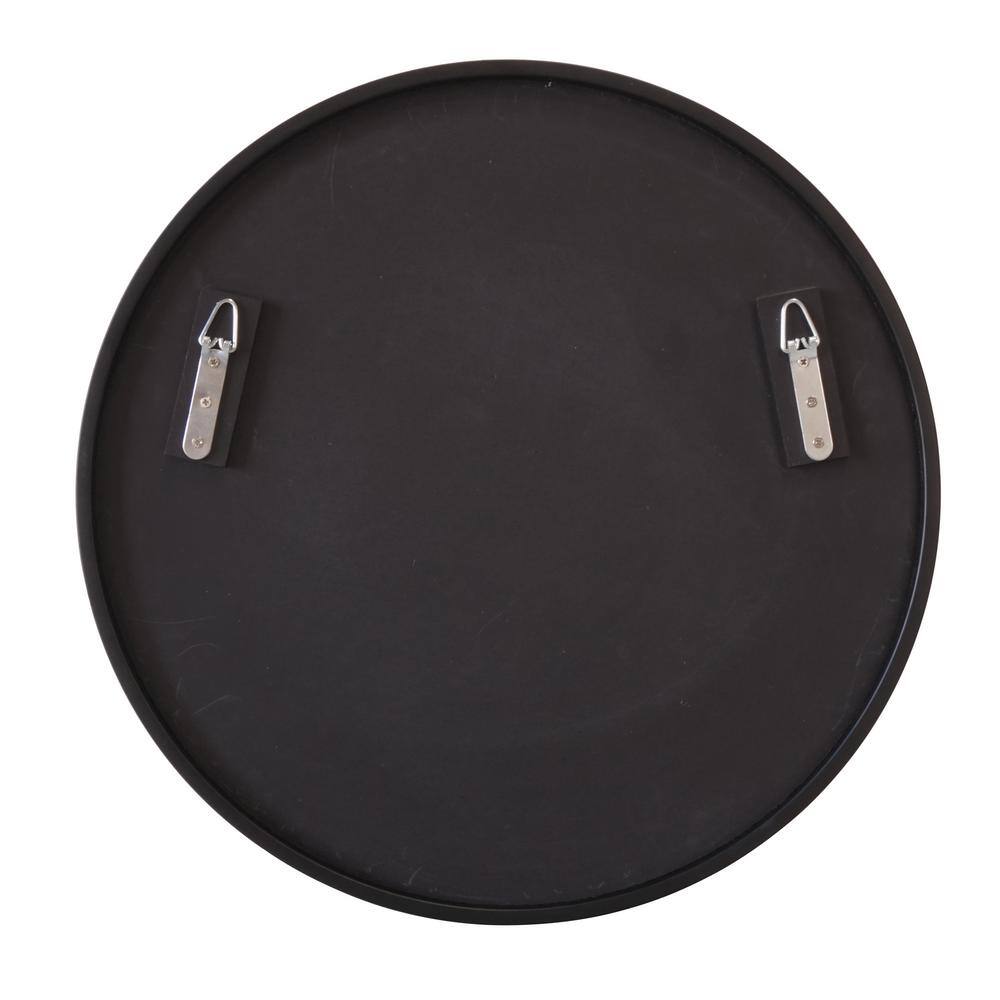 Trinity 28" Round Black Wood Framed Modern Mirror