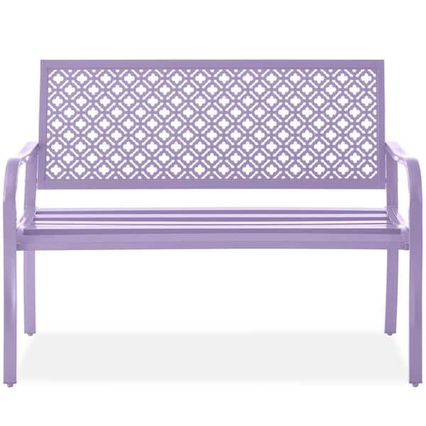 Best Choice Products 2-Person Lavender Metal Outdoor Geometric Garden Bench