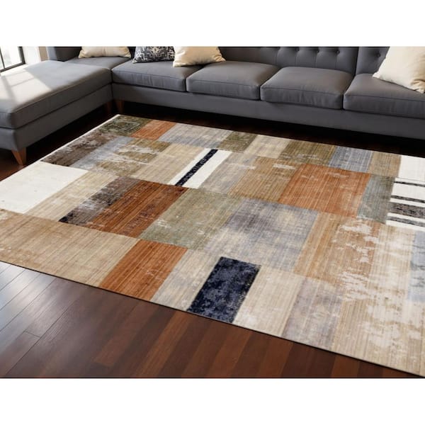 Beige  8 X 10 ft. Woven Geometric Rectangle Indoor Area Rug
