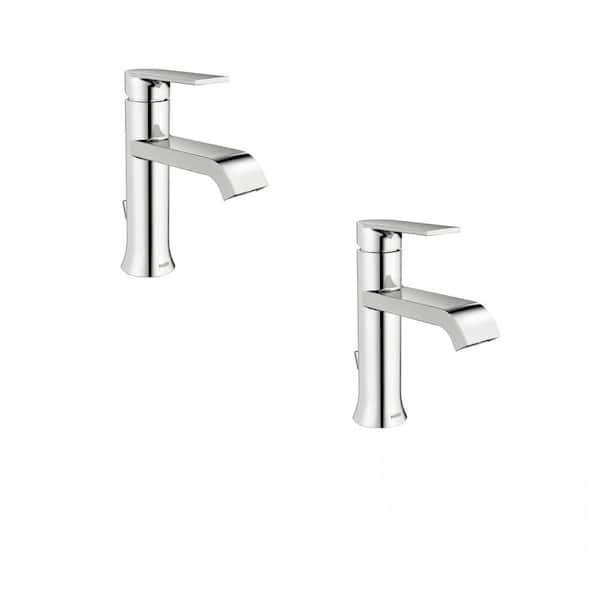 Genta Single Handle Single Hole Bathroom Faucet with Drain Kit Included in Spot Resist Brushed Nickel (2-Pack)