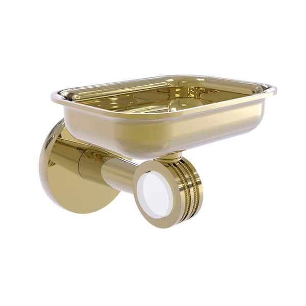 Allied Brass Clearview Collection Wall Mounted Soap Dish Holder with Dotted Accents in Satin Nickel
