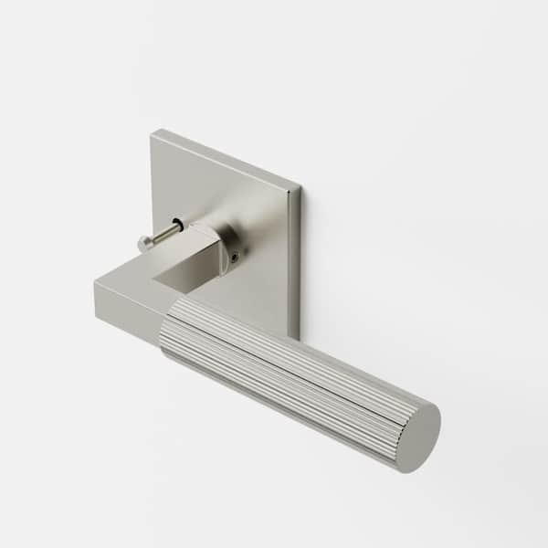 Mila Satin Nickel Modern Bed/Bath, Hall/Closet Interior Door Handle, Square Plate and Concealed Screws (Privacy/Passage)