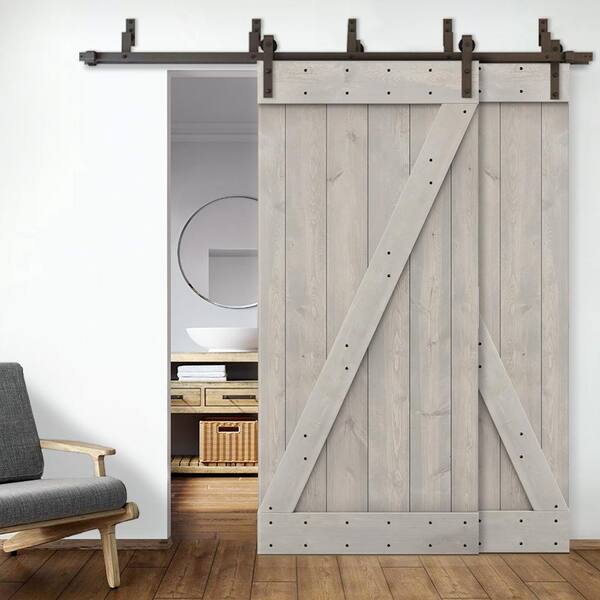 CALHOME 52 in. x 84 in. Z-Bar Bypass Silver Gray Stained Assembly