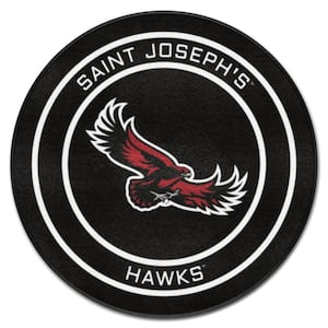 St. Joseph's Black 2 ft. Round Hockey Puck Accent Rug