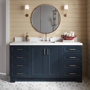 Taylor 66.25 in. W x 22 in. D x 36 in. H Single Sink Freestanding Bath Vanity in Midnight Blue with Carrara Quartz Top
