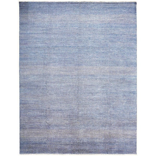 HomeRoots Blue and Silver Striped 9 ft. x 12 ft. Area Rug