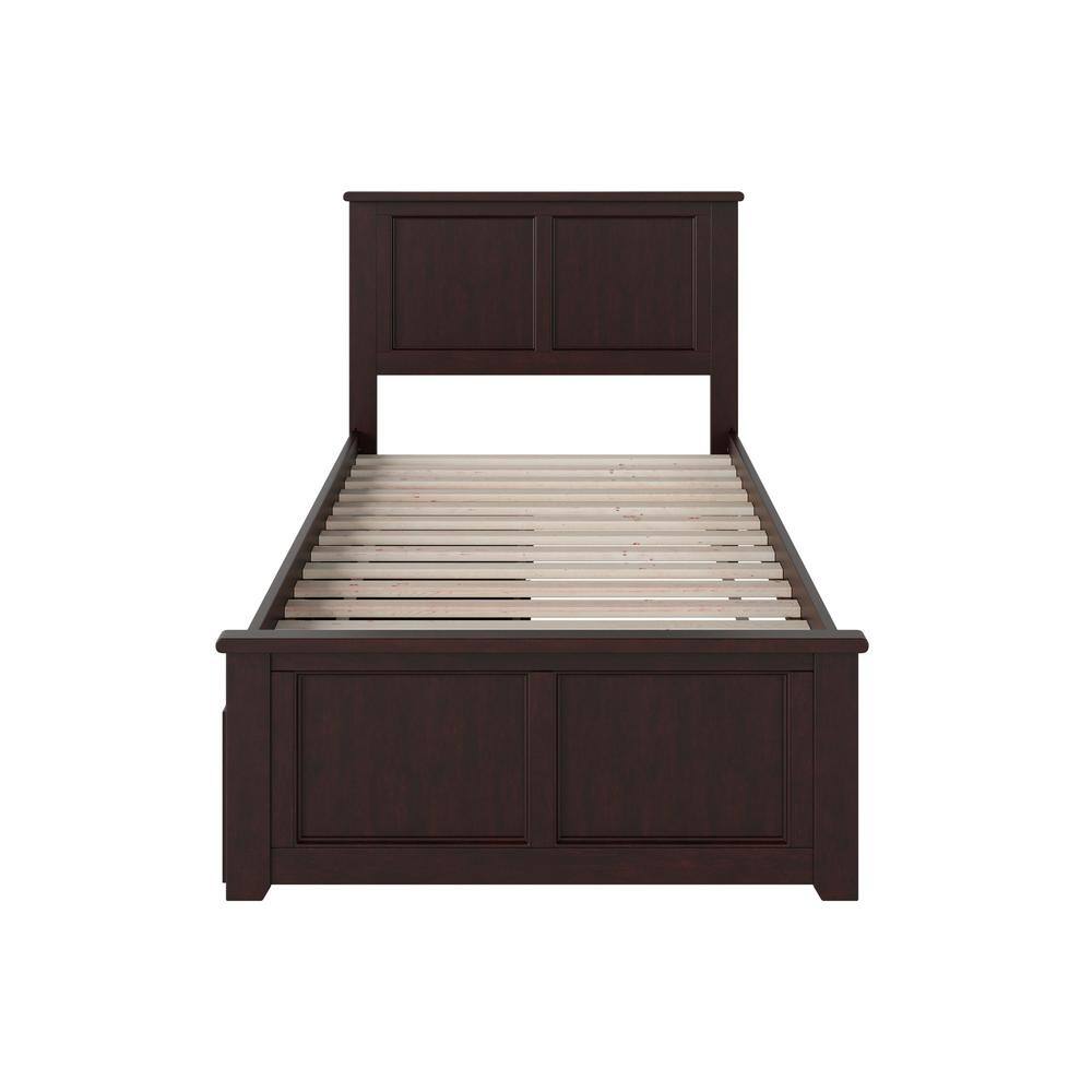 Espresso Twin Wood Platform Bed with Storage Drawers