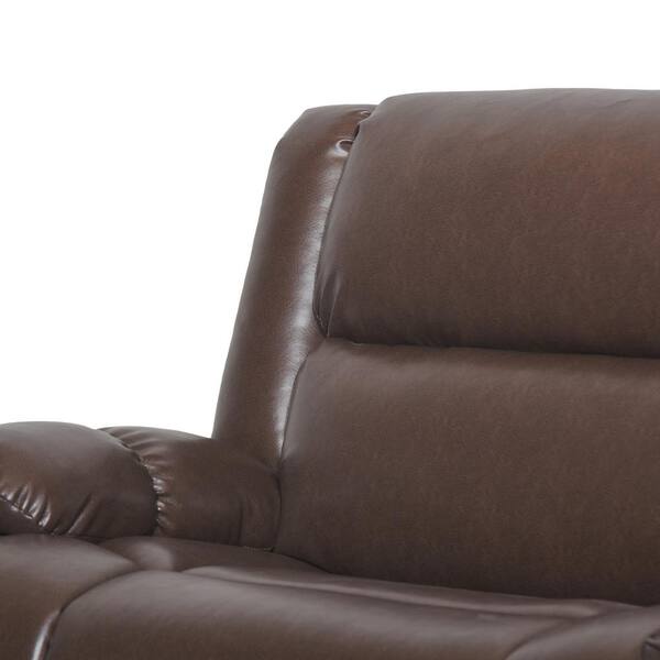 Polibi Modern Brown Wood-Framed PU Leather Adjustable Home Theater Push Back  Recliner with Thick Seat Cushion and Backrest RS-MWPAHR-BN - The Home Depot