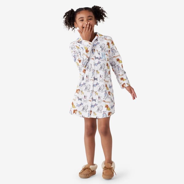 The Company Store Company Cotton Family Flannel Girls 5-Neutral Multi Dogs Nightgown