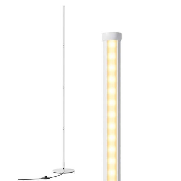 DEWENWILS 57.5 in. White LED Dimmable Column Standing Floor Lamp for Living Room