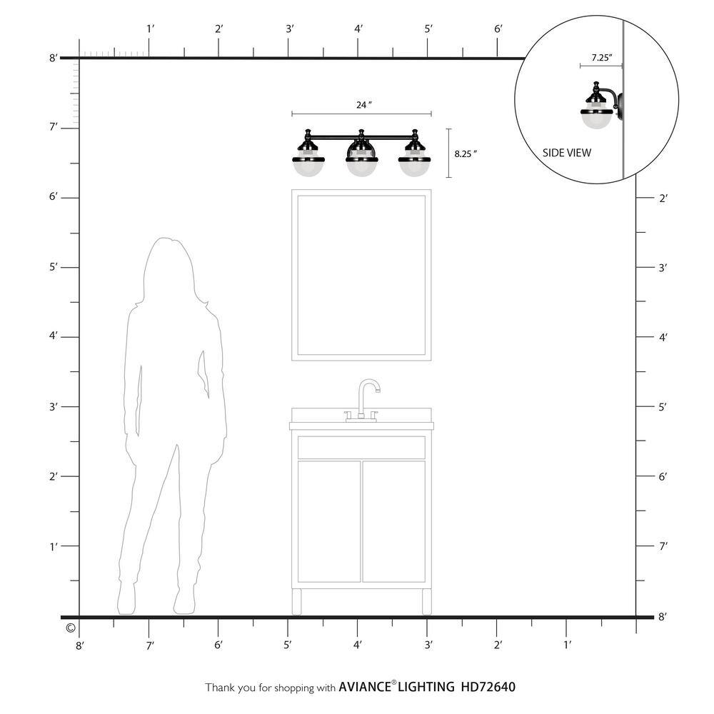 Brushed Nickel 3-Light Vanity with Clear Glass Shades