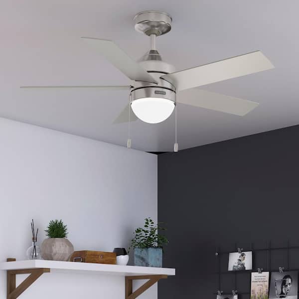 Hunter Rogers 44 in. Brushed Nickel Indoor Ceiling Fan with LED Light Kit and Pull Chain