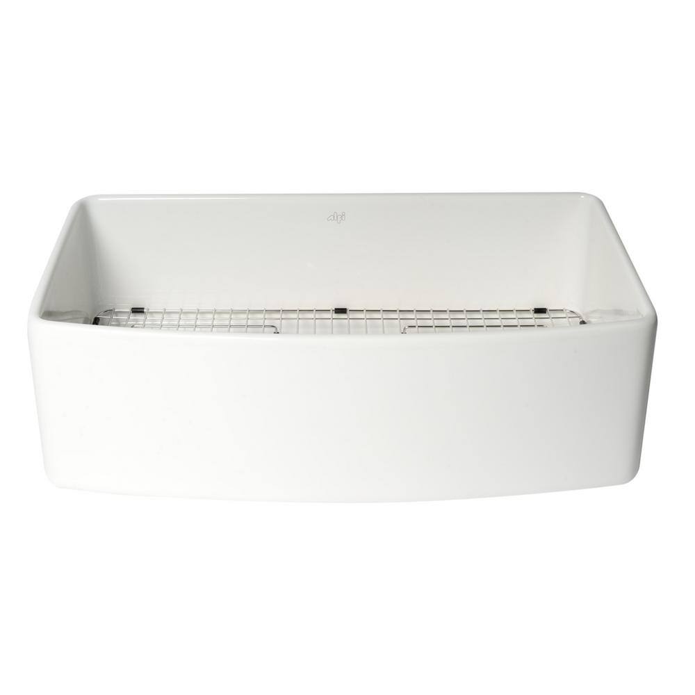 33'' White Fireclay Single Bowl Farmhouse Kitchen Sink