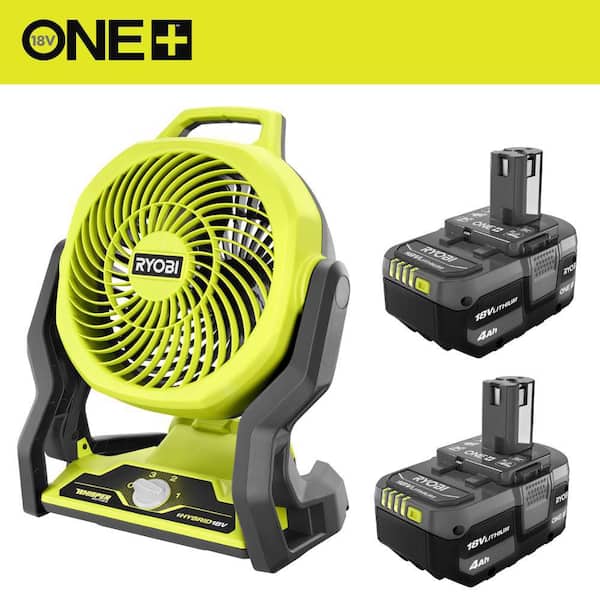 ONE+ 18V Lithium-Ion 4.0 Ah Battery (2-Pack) with FREE 18V ONE+ Cordless Hybrid WHISPER SERIES 7 1/2 in. Fan