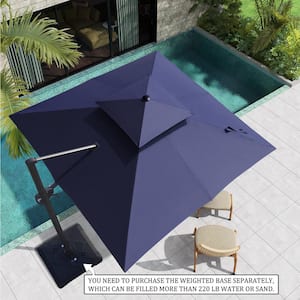 11 ft. x 11 ft. Double Top Cantilever Tilt Patio Umbrella in Navy Blue
