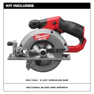 M12 FUEL 12V Lithium-Ion 5-3/8 in. Cordless Circular Saw with High Output 5.0 Ah and 2.5 Ah Batteries and Charger