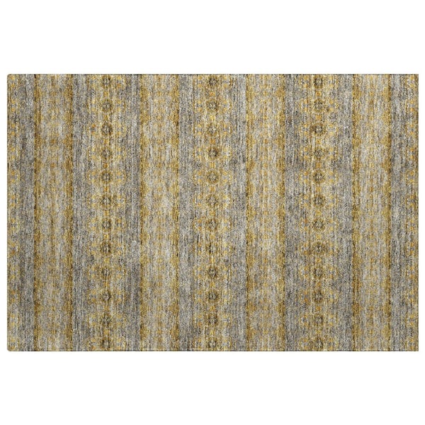 Dream Shag Premium Machine Washable Abstract ADS615 Gold 2 ft. x 3 ft. Accent Rug